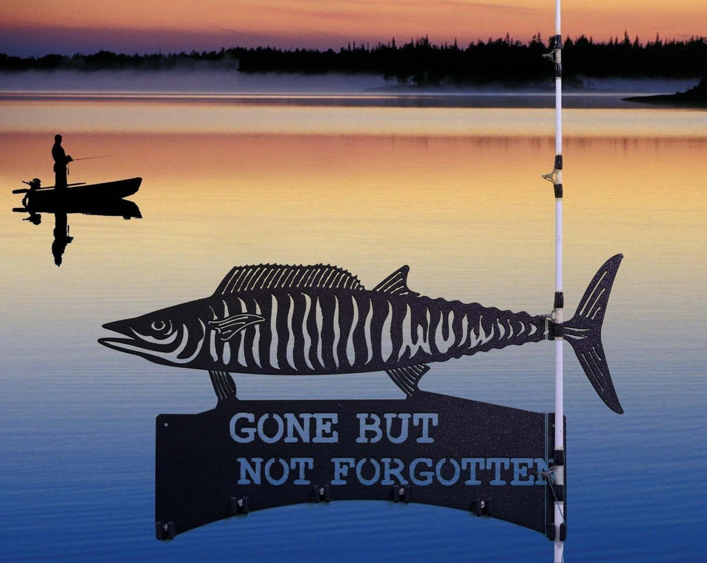 "Gone But Not Forgotten" Memorial Fishing Rod Holder