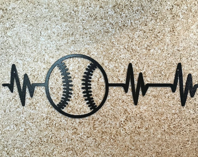 Baseball Heartbeat Metal Wall Art